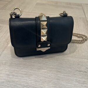 Valentino Rockstud Black and Gold Chain Small Purse